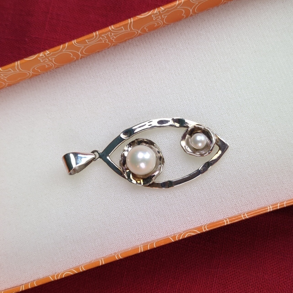 Gorgeous Pendant Pearls & Mexican Silver Talleres De Los Ballesteros - Picture 1 of 5